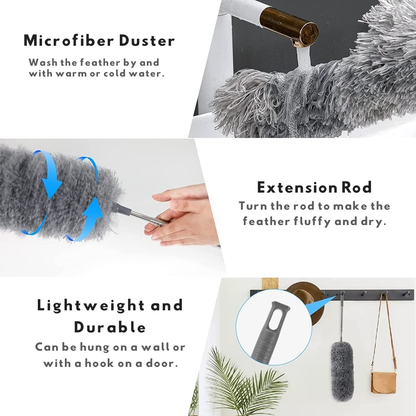 FlexiDust Telescoop Stofdoek met Wasbare Microvezelkop