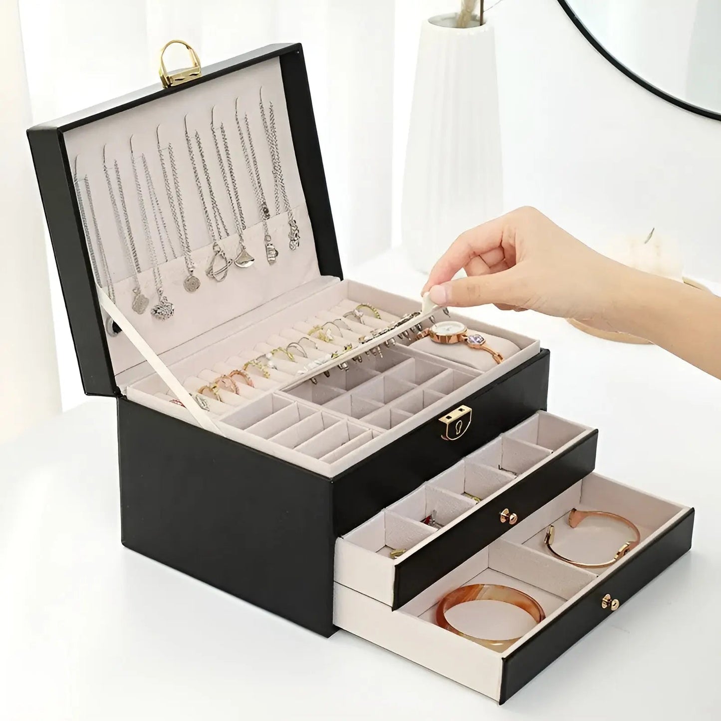 EleganceBox Luxe Sieradendoos – Meervoudige Opbergbox voor Sieraden