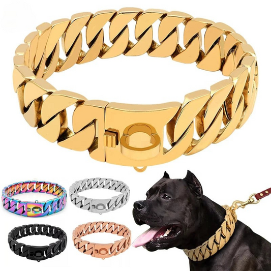 KrachtHals Metalen Hondenketting – Stevige Roestvrijstalen Halsband voor Grote Honden