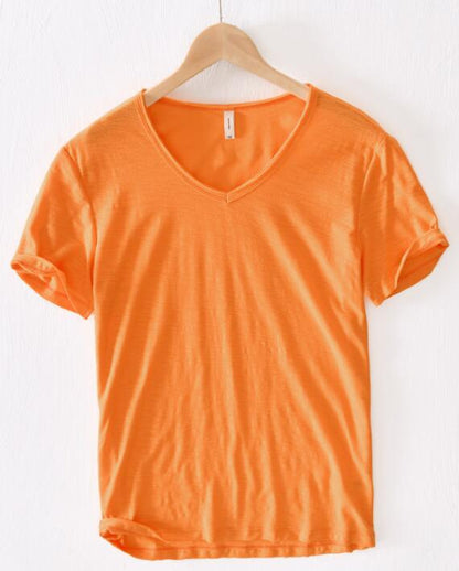 Linnen Katoenen V-Hals Shirt Heren – Ademend en Comfortabel