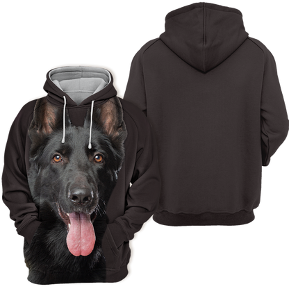 Unisex Honden Hoodie | German Shepherd Zwart
