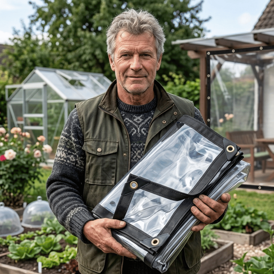 Helder weerbestendig beschermzeil voor tuin, patio en buitengebruik