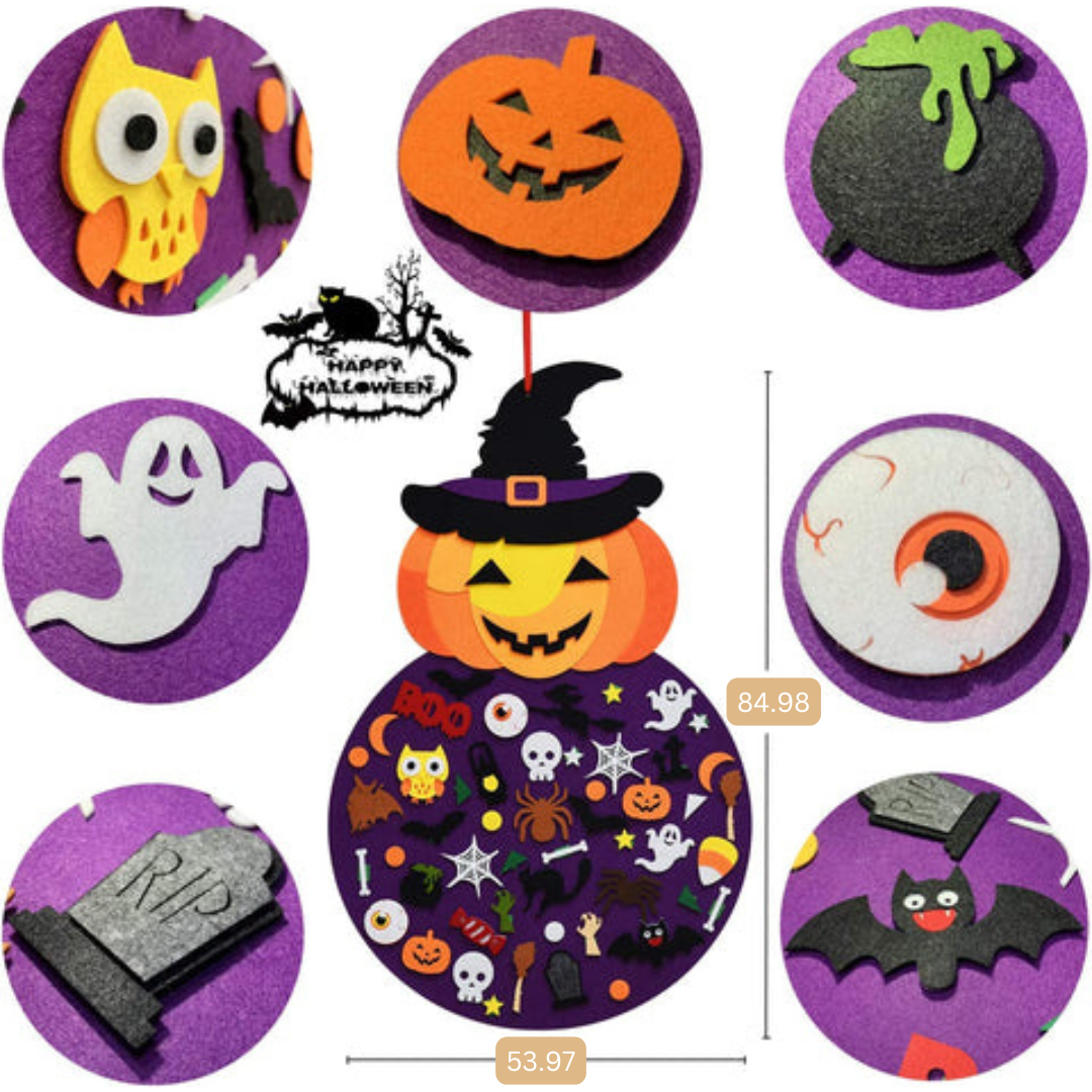 Halloweenheks Viltdecoratie met 50 Vilten Accessoires - Creatief Speelgoed
