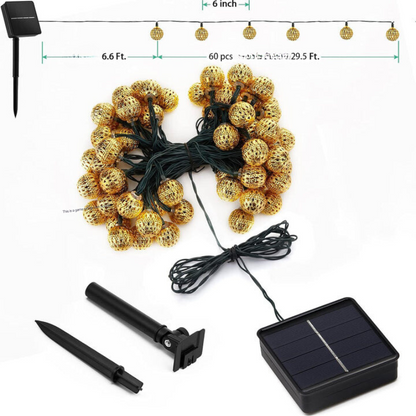 Marokkaanse Solar-Lantaarnketting - 12 meter, 100 LED-lampen, waterdicht