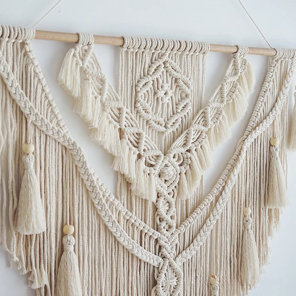 Handgeknoopte Macramé Wandhanger Scandinavisch – Boho Woondecoratie