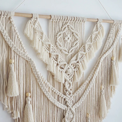 Handgeknoopte Macramé Wandhanger Scandinavisch – Boho Woondecoratie