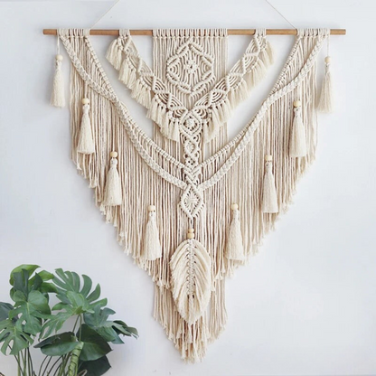 Handgeknoopte Macramé Wandhanger Scandinavisch – Boho Woondecoratie