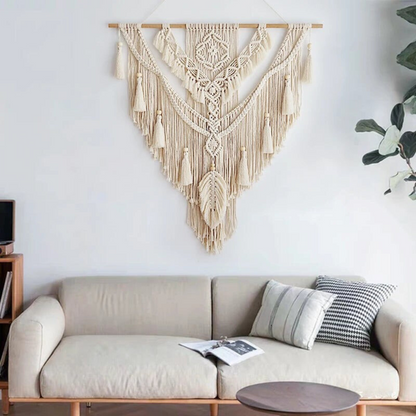 Handgeknoopte Macramé Wandhanger Scandinavisch – Boho Woondecoratie