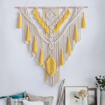 Handgeknoopte Macramé Wandhanger Scandinavisch – Boho Woondecoratie