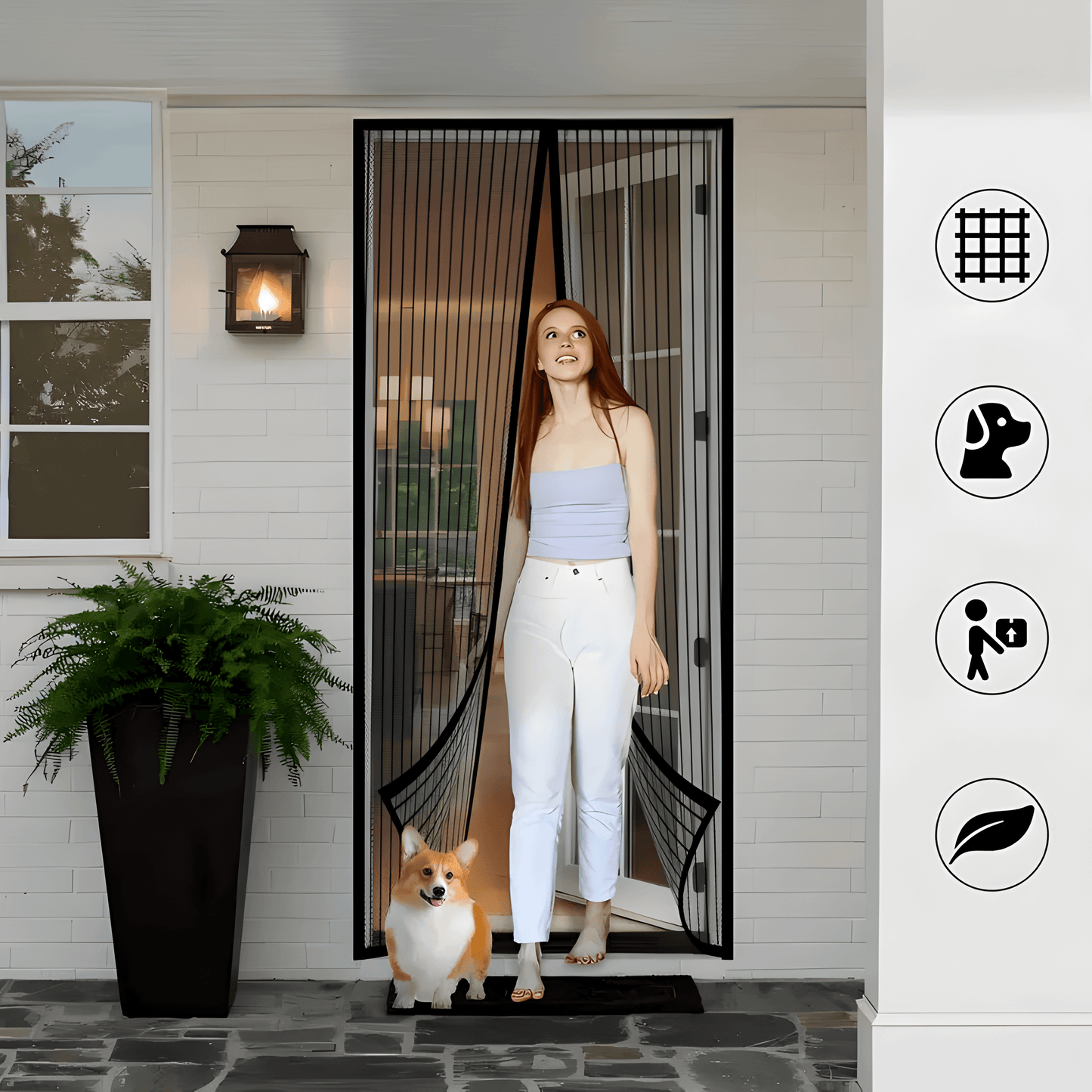 Self-Closing Magnetic Door Mosquito Net with Pet-Friendly Opening