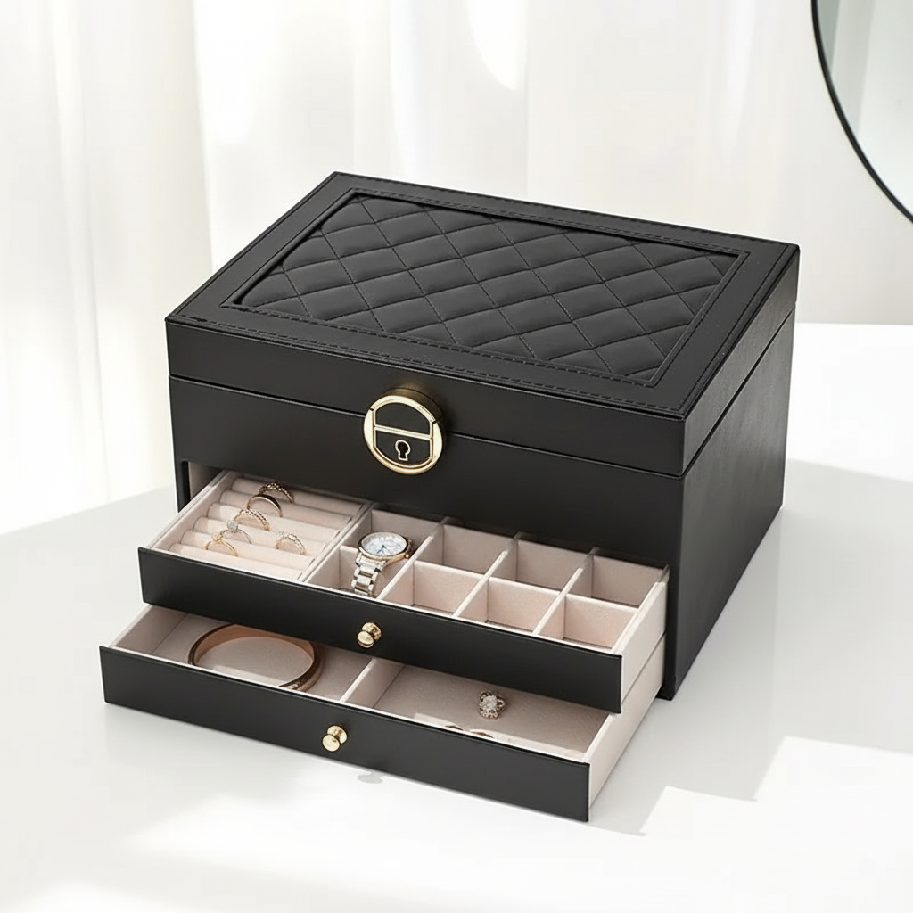 Premium Leren Sieradenkist - Elegante Opbergbox voor Sieraden