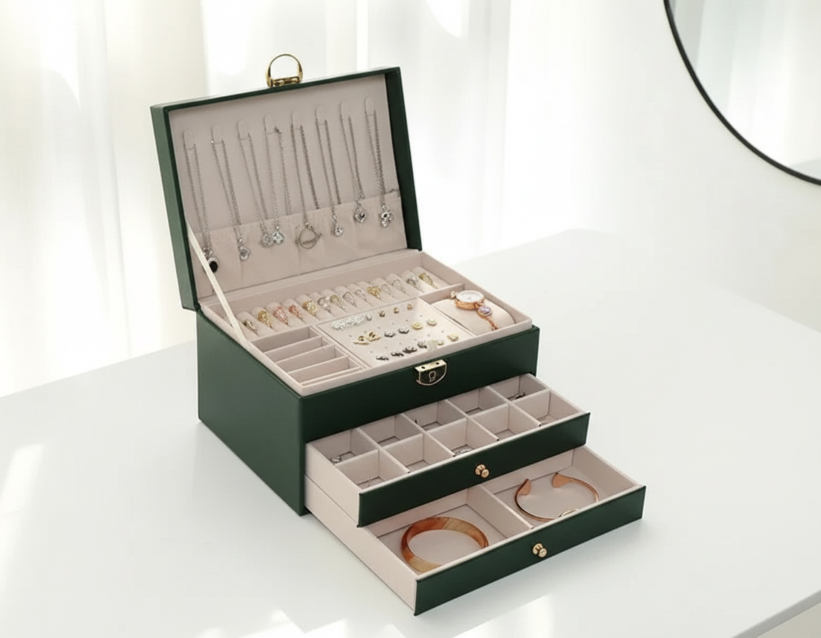 Premium Leren Sieradenkist - Elegante Opbergbox voor Sieraden