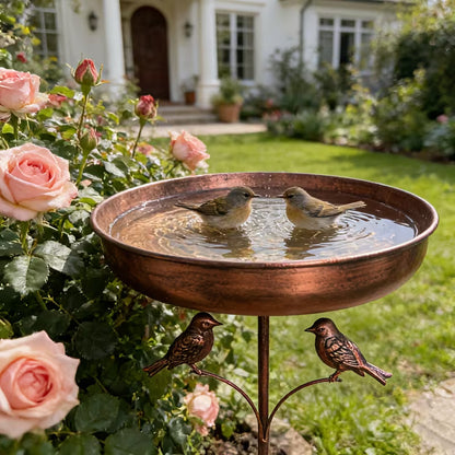 AquaNest Metalen Vogelbad met Standaard voor Tuinvogels
