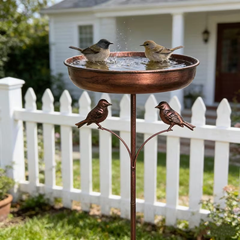 AquaNest Metalen Vogelbad met Standaard voor Tuinvogels