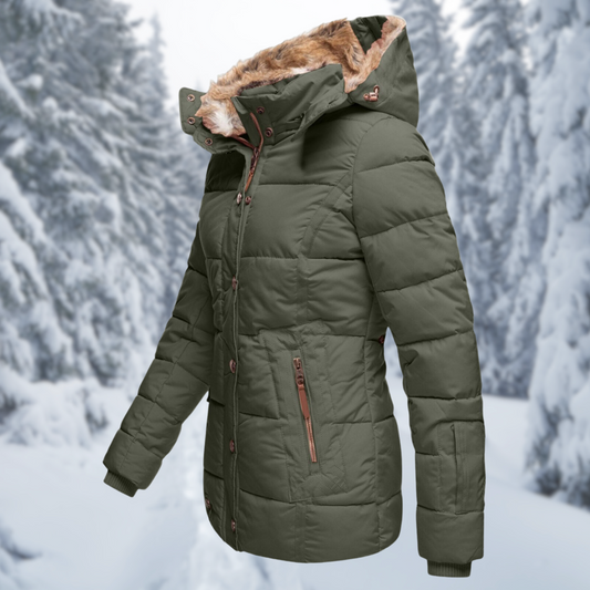 Warme Dames Winterjas Greta – Elegante Jas met Bontkraag en Comfortabele Voering