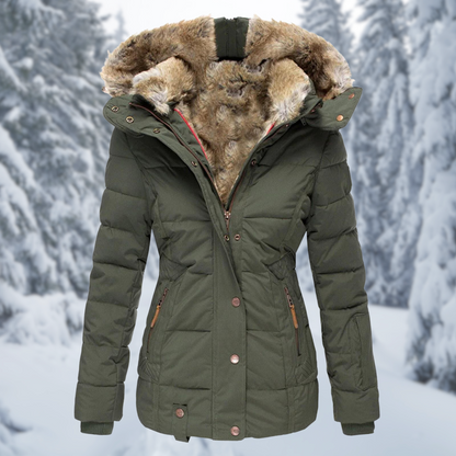 Warme Dames Winterjas Greta – Elegante Jas met Bontkraag en Comfortabele Voering