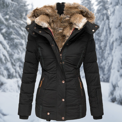 Warme Dames Winterjas Greta – Elegante Jas met Bontkraag en Comfortabele Voering