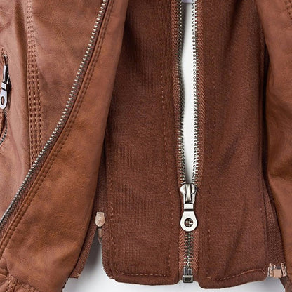 Trendy Dames Leren Jas Alesund – Zwarte PU Jas met Capuchon en Rits