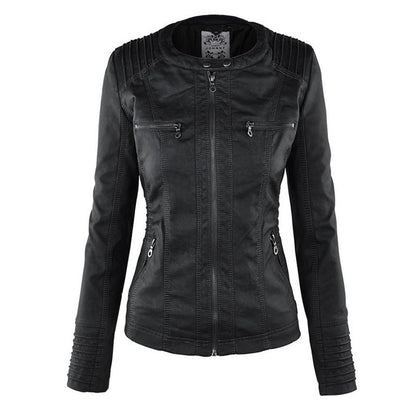 Trendy Dames Leren Jas Alesund – Zwarte PU Jas met Capuchon en Rits