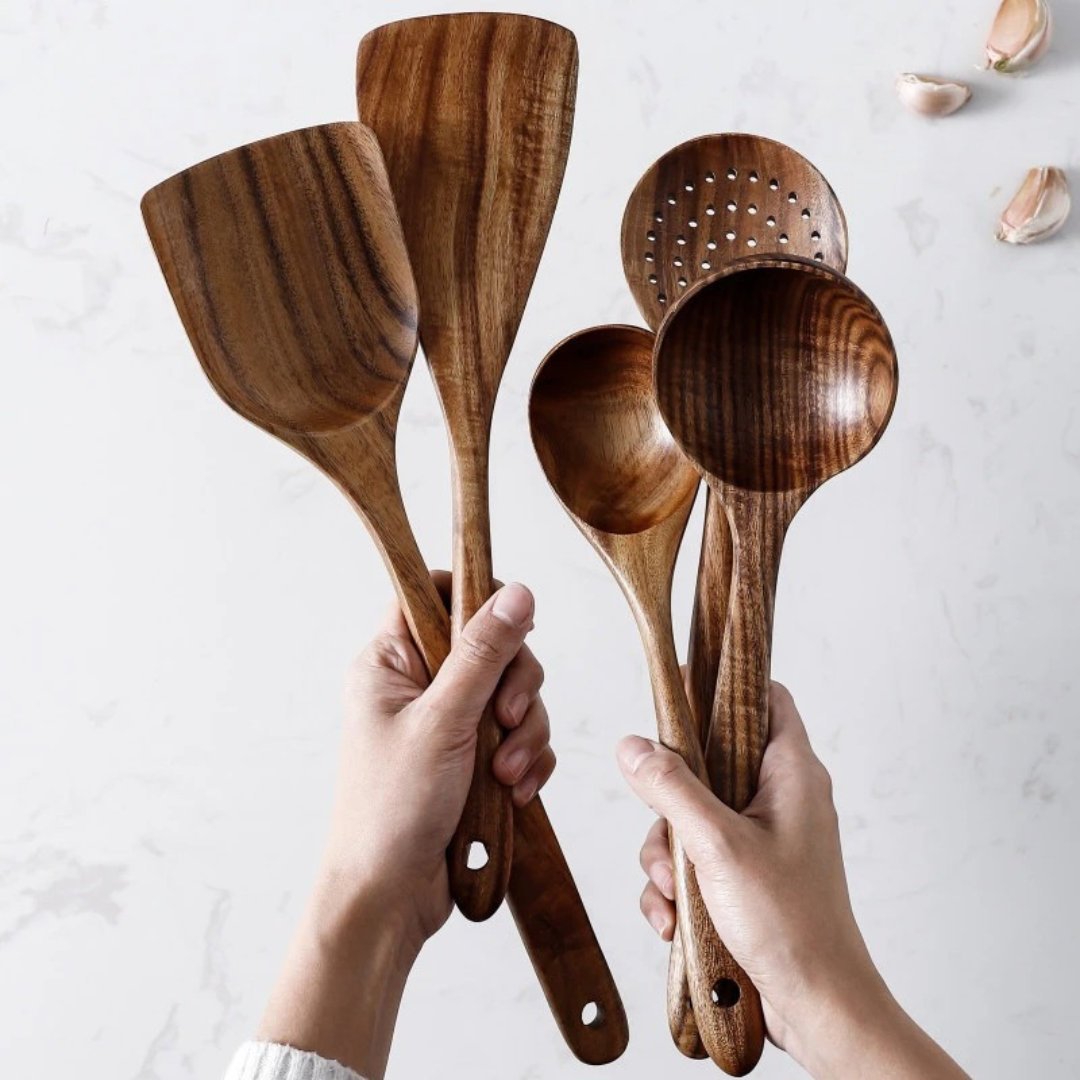WalnutCraft – Keukengerei-set van walnotenhout (5 delen)