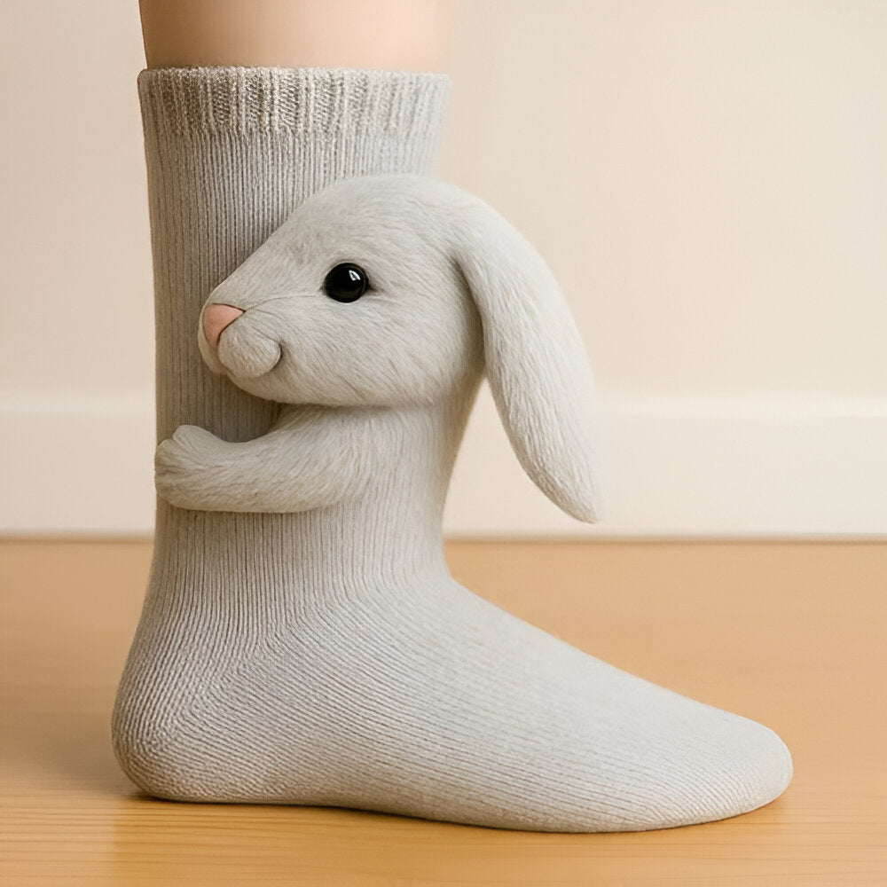 CozyStep Warm Plush Animal Socks – Non-Slip House Socks with 3D Design