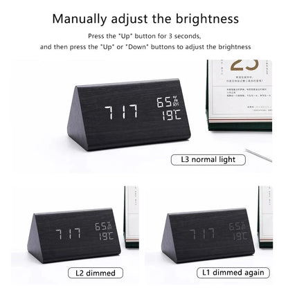 Wekker - WoodWatch - LED Display - Spraakbesturing