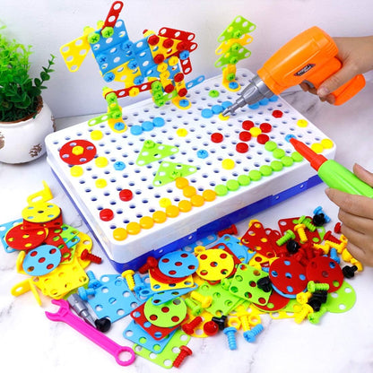 Creatieve bouwset met elektrische boormachine voor kinderen