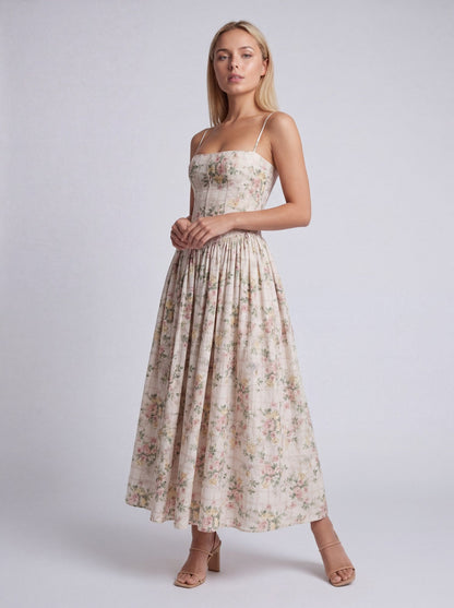BloeiVorm Maxi Jurk met Bloemenprint en Lange Pasvorm