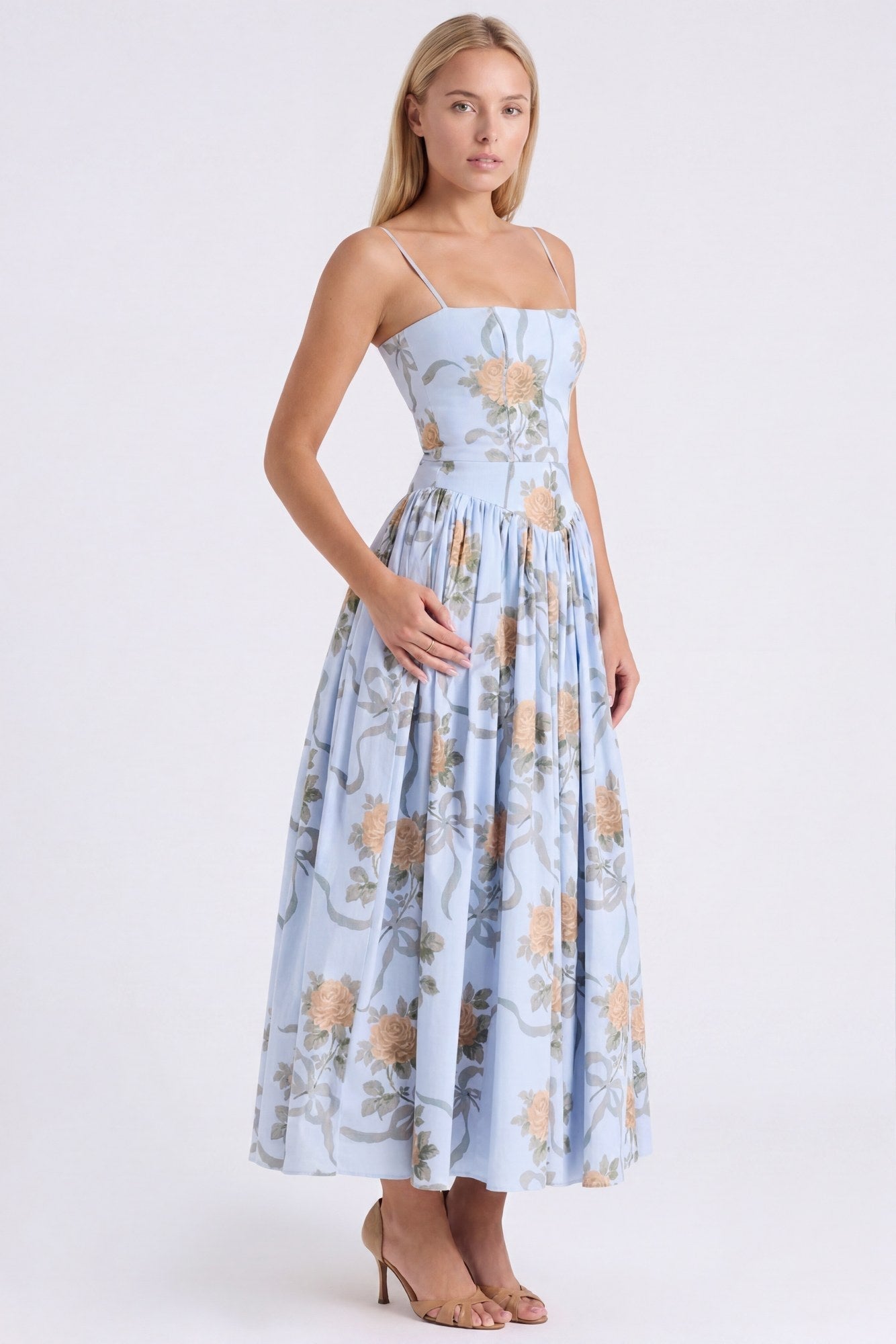 BloeiVorm Maxi Jurk met Bloemenprint en Lange Pasvorm
