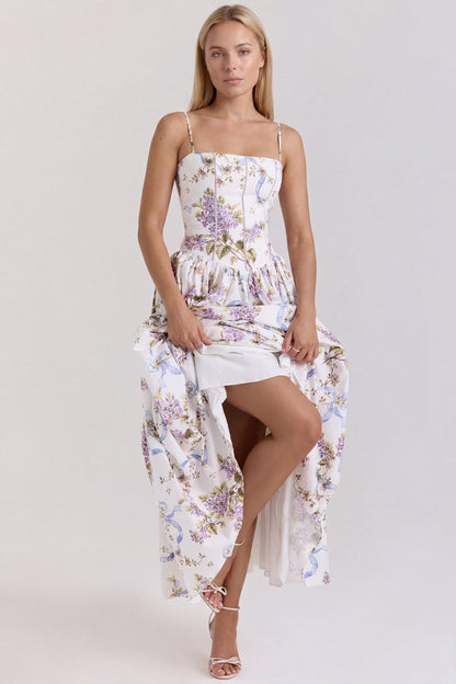 BloeiVorm Maxi Jurk met Bloemenprint en Lange Pasvorm