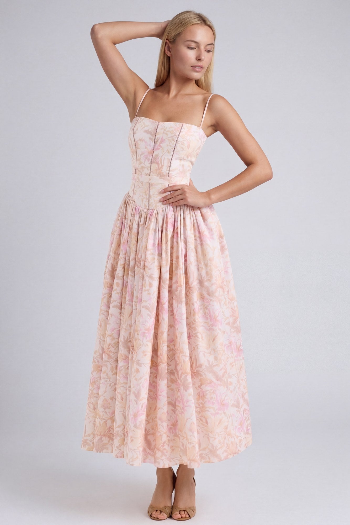BloeiVorm Maxi Jurk met Bloemenprint en Lange Pasvorm