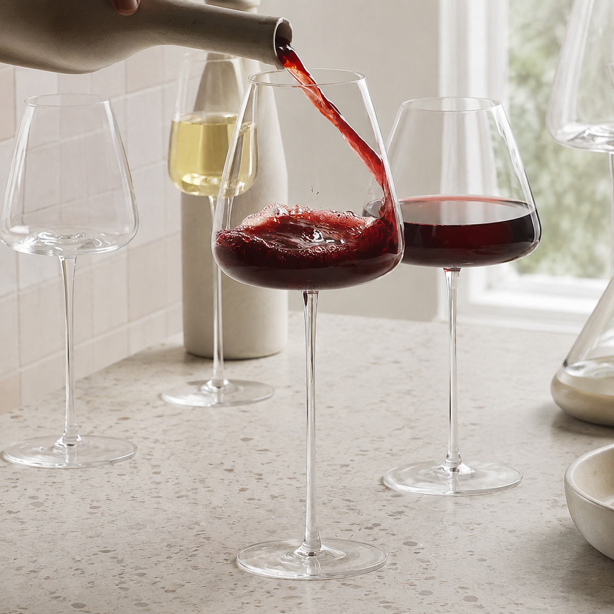 Handgemaakte loodvrije kristallen wijnglas – elegante voetglas voor rode en witte wijn