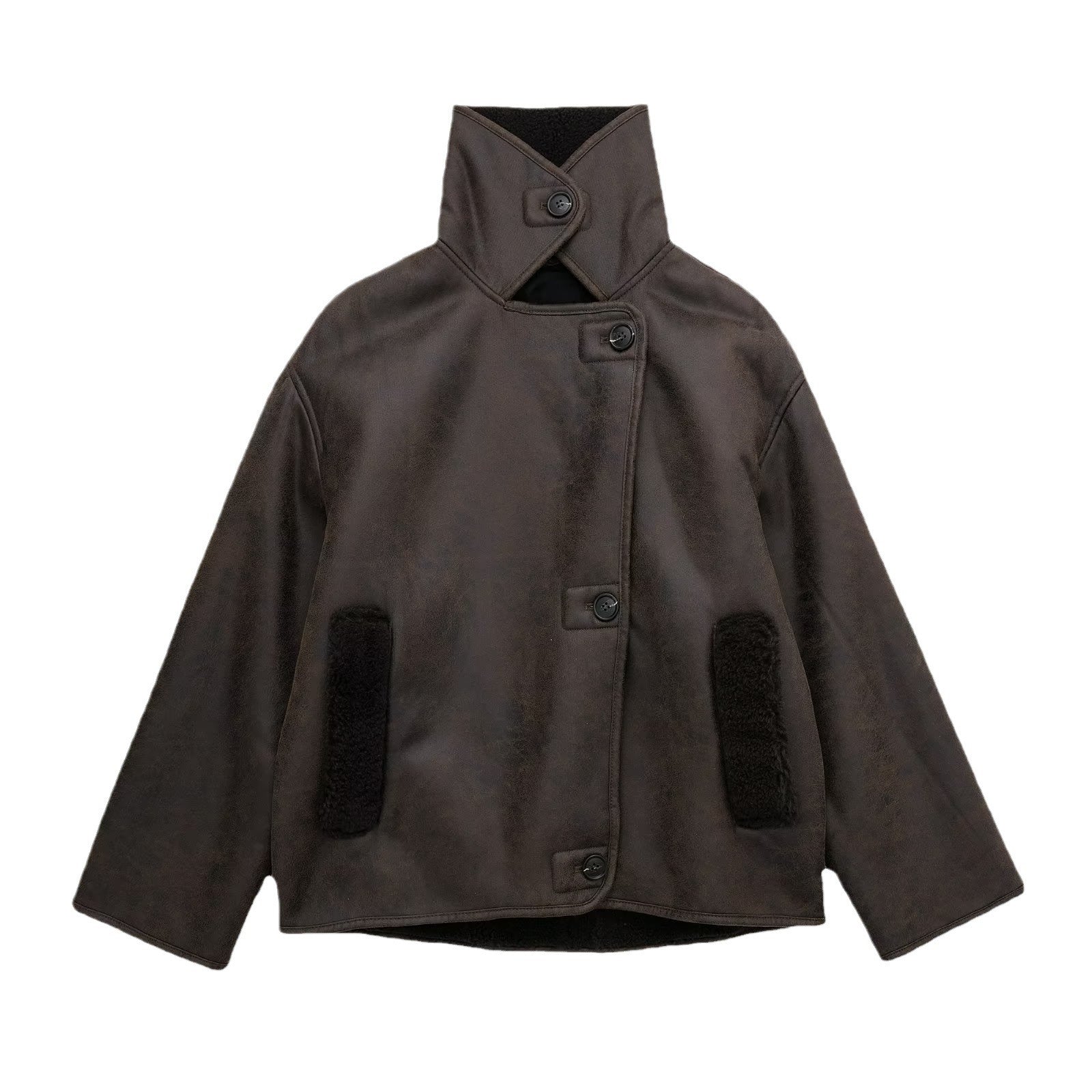 Winter leren jack | teddy voering | oversized model | fleece leren jack | leren damesjack