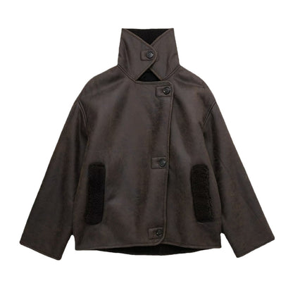 Winter leren jack | teddy voering | oversized model | fleece leren jack | leren damesjack