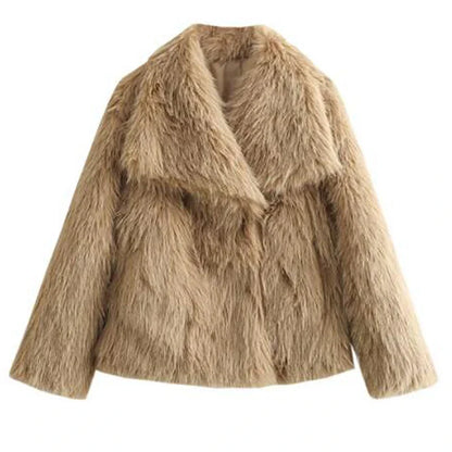 Fluffy Chic Dames Jas – Korte Faux Bontjas voor Herfst en Winter