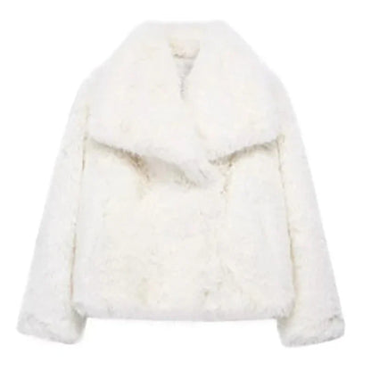 Fluffy Chic Dames Jas – Korte Faux Bontjas voor Herfst en Winter