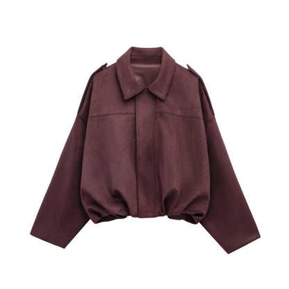 Suède Chic Dames Bomberjack – Bruin Groen Vintage Look
