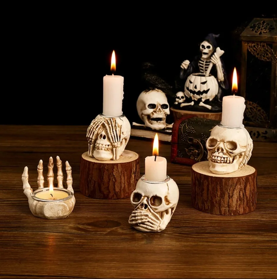Gotische Schedelkandelaar Set - 3-delige Halloween Decoratie