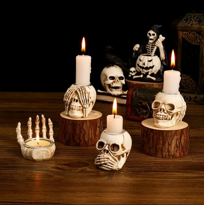 Gotische Schedelkandelaar Set - 3-delige Halloween Decoratie