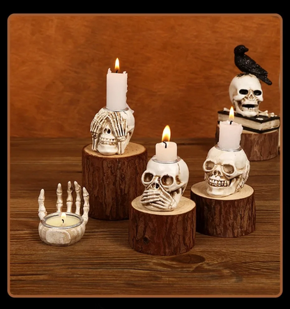Gotische Schedelkandelaar Set - 3-delige Halloween Decoratie