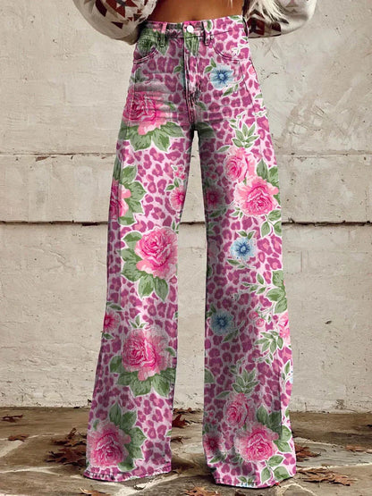 Yanin | Kleurrijke vintage Viscose Broek met print
