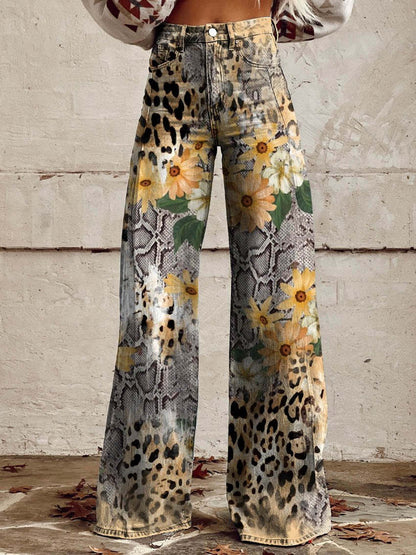 Yanin | Kleurrijke vintage Viscose Broek met print