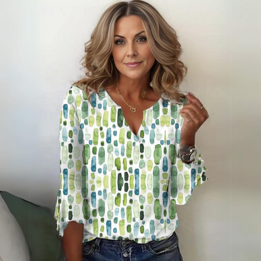 Geometrisch Chic Damesblouse – Comfort & Elegant Statement