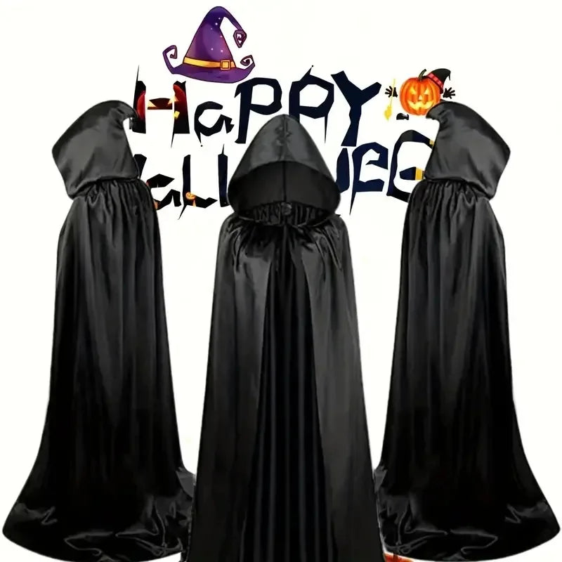 Zwarte Cape met Capuchon – Lange Uniseks Halloween & Cosplay Omslag