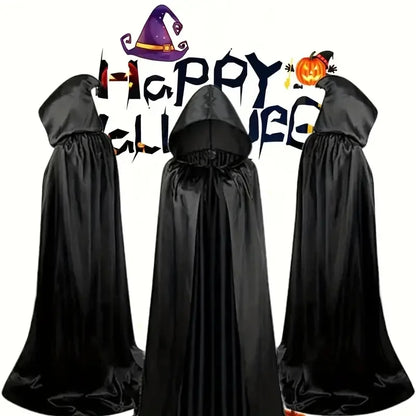 Zwarte Cape met Capuchon – Lange Uniseks Halloween & Cosplay Omslag