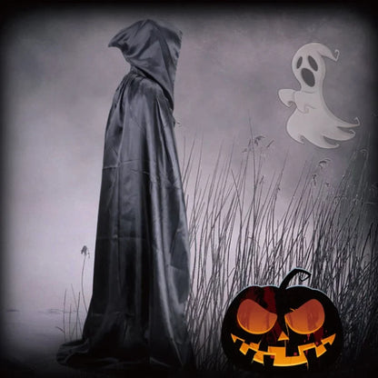 Zwarte Cape met Capuchon – Lange Uniseks Halloween & Cosplay Omslag
