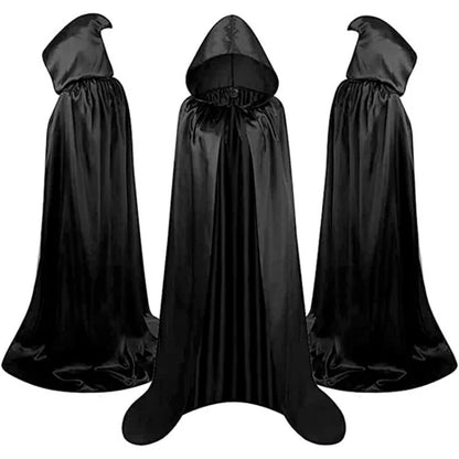 Zwarte Cape met Capuchon – Lange Uniseks Halloween & Cosplay Omslag