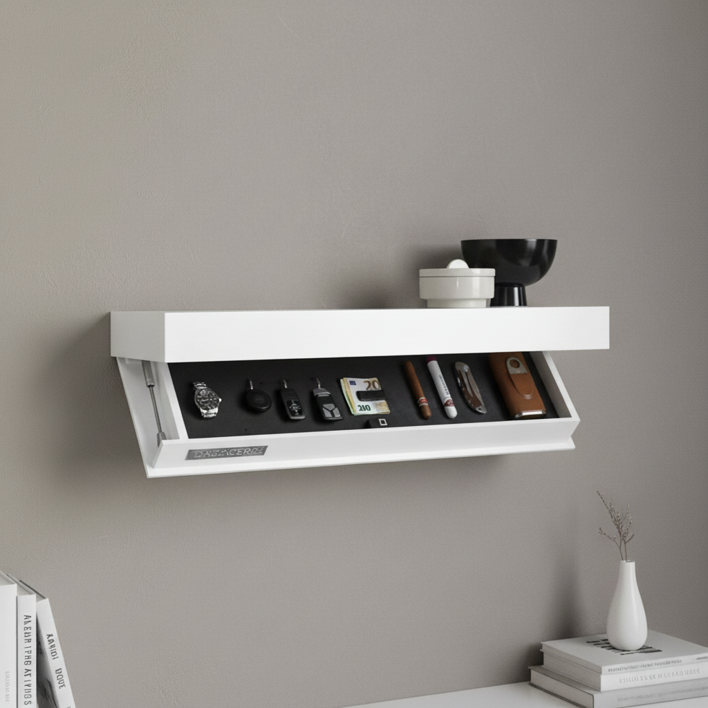 Zwevende wandplank met verborgen opslag - modern minimalistisch design