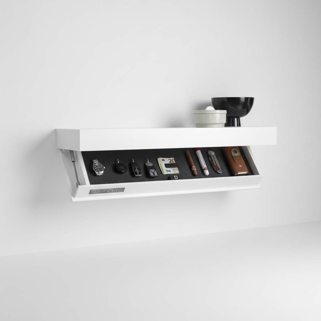 Zwevende wandplank met verborgen opslag - modern minimalistisch design