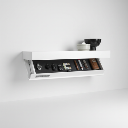 Zwevende wandplank met verborgen opslag - modern minimalistisch design